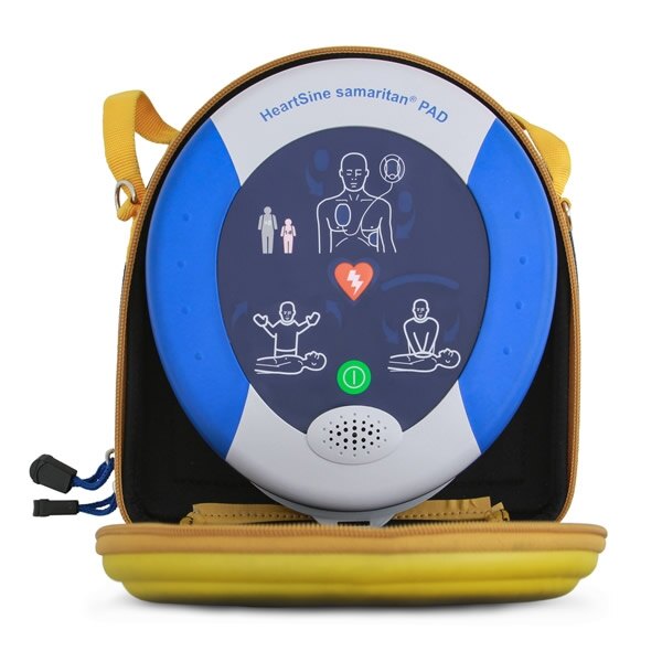 The HeartSine Samaritan PAD 360P is a user-friendly, fully automatic defibrillator