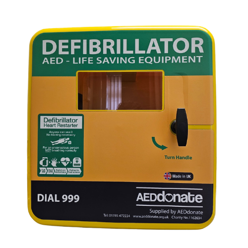 AEDdonate Unlocked Outdoor Defibrillator Cabinet - Yellow