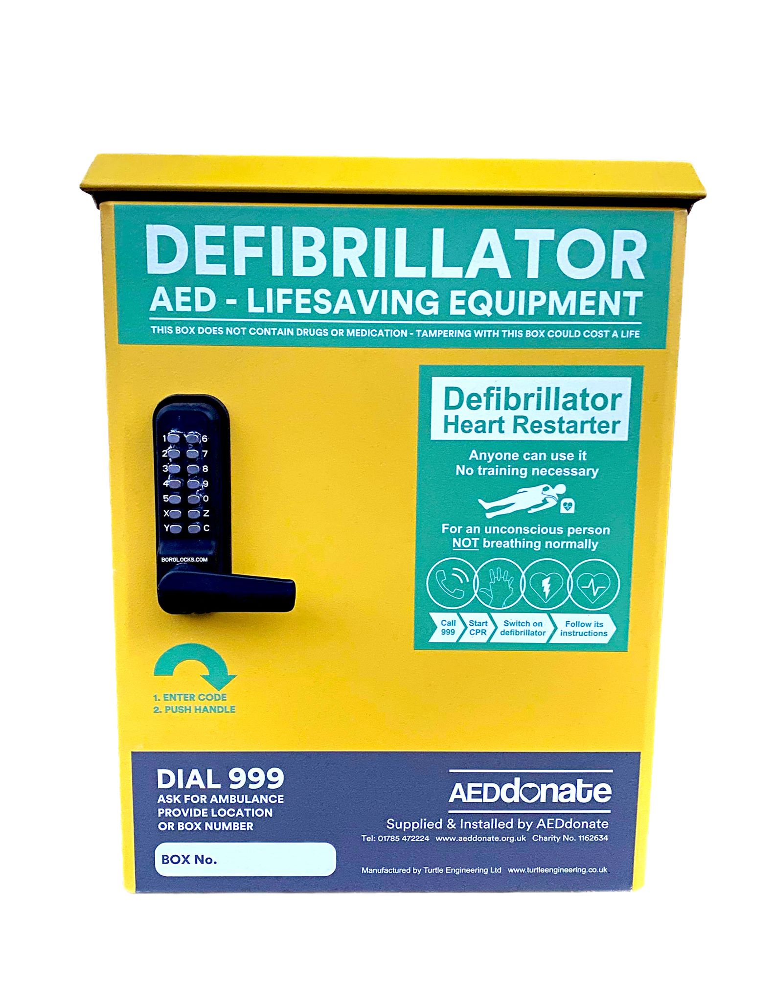 AEDdonate Defibrillator Cabinet - Yellow